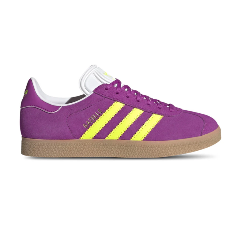 adidas Gazelle Sneakers - Purple & Neon Yellow with Gum Sole