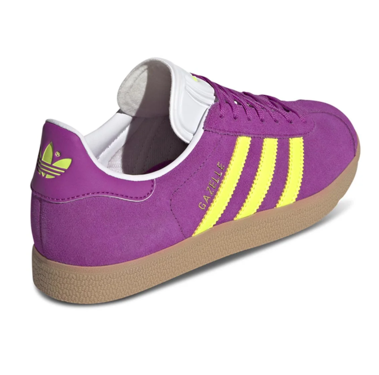 adidas Gazelle Sneakers - Purple & Neon Yellow with Gum Sole