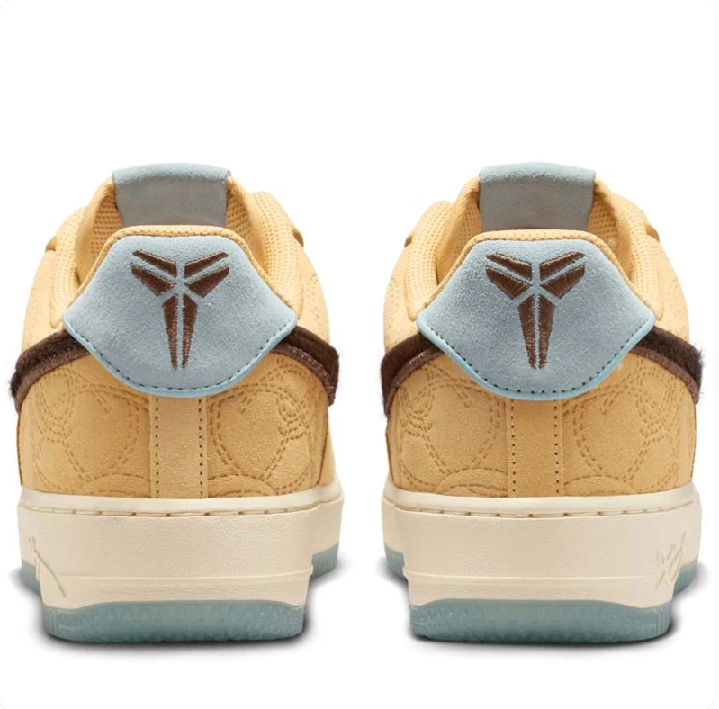 Nike Low-Top Sneakers - Golden Tan with Brown Swoosh & Pale Blue Details