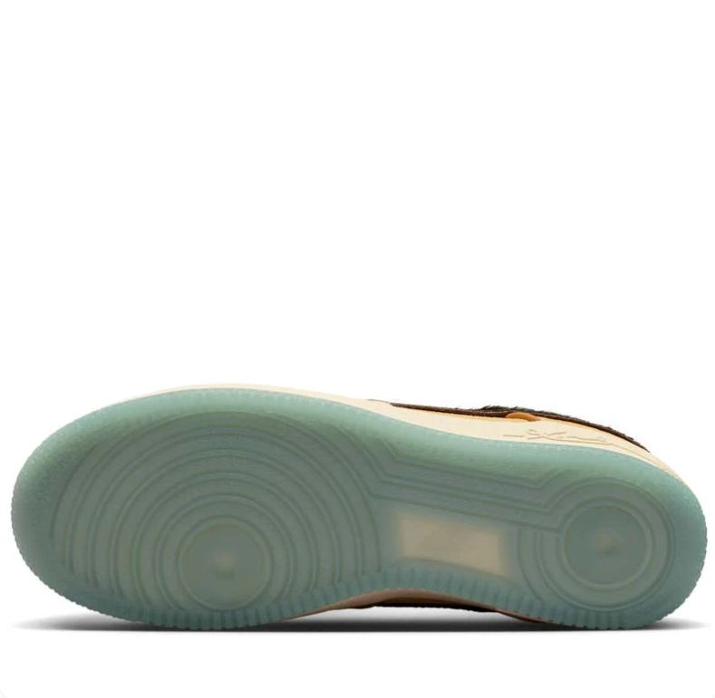 Nike Low-Top Sneakers - Golden Tan with Brown Swoosh & Pale Blue Details