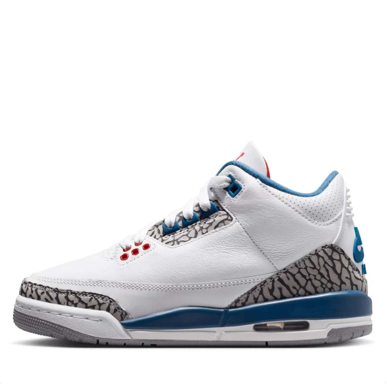 Air Jordan Sneakers - White & Blue with Elephant-Print Trim