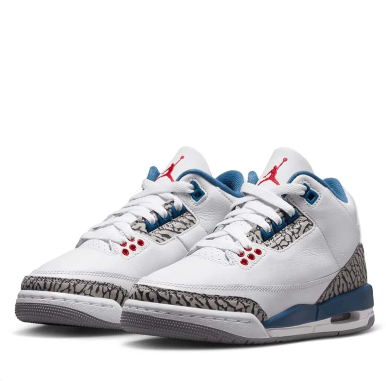 Air Jordan Sneakers - White & Blue with Elephant-Print Trim