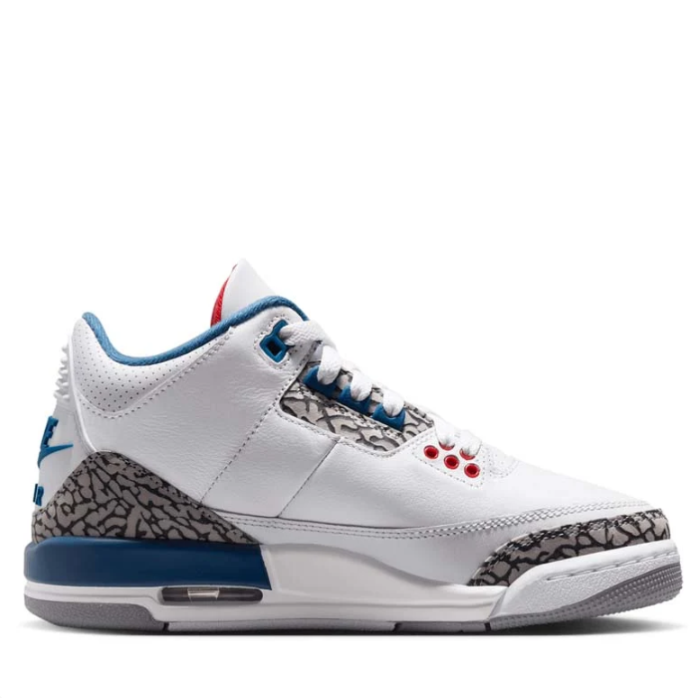 Air Jordan Sneakers - White & Blue with Elephant-Print Trim