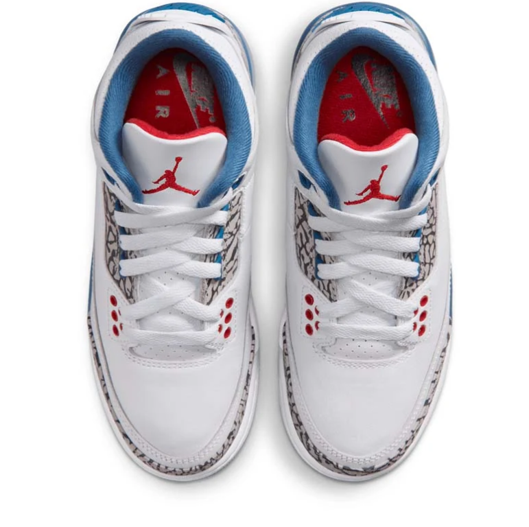 Air Jordan Sneakers - White & Blue with Elephant-Print Trim