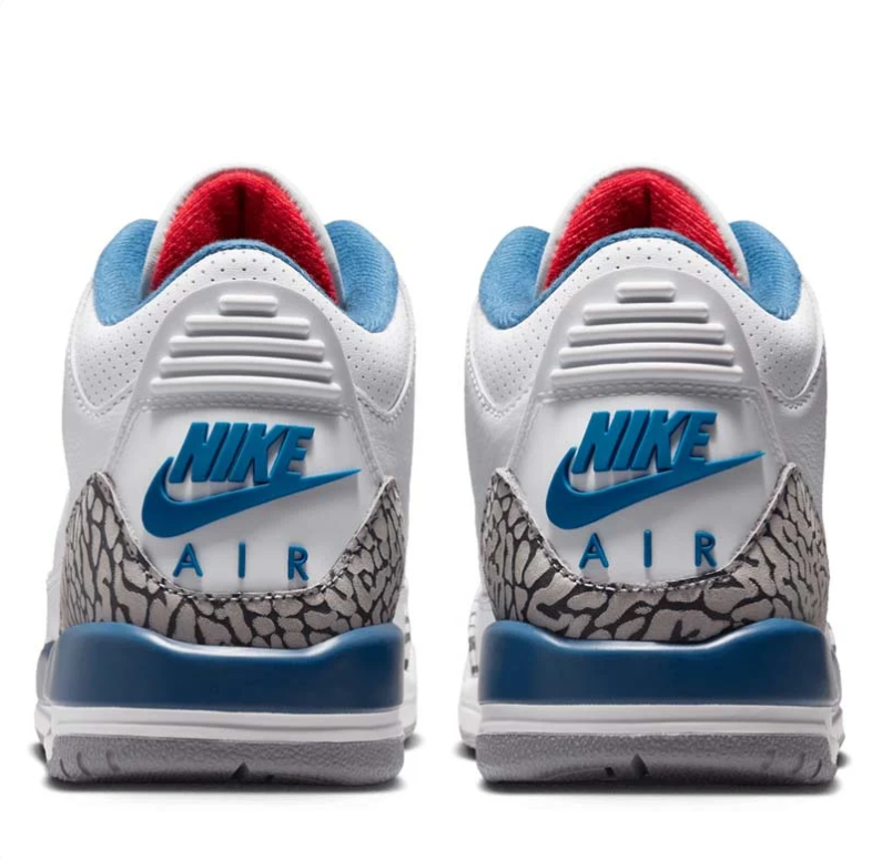 Air Jordan Sneakers - White & Blue with Elephant-Print Trim
