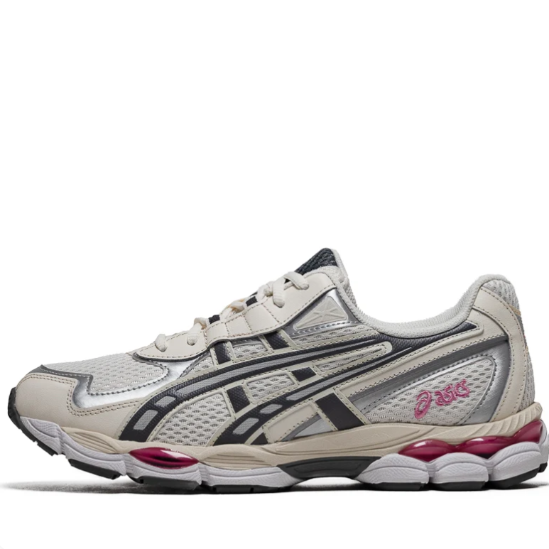 ASICS Low-Top Sneakers - Cream & Silver with Pink Accents