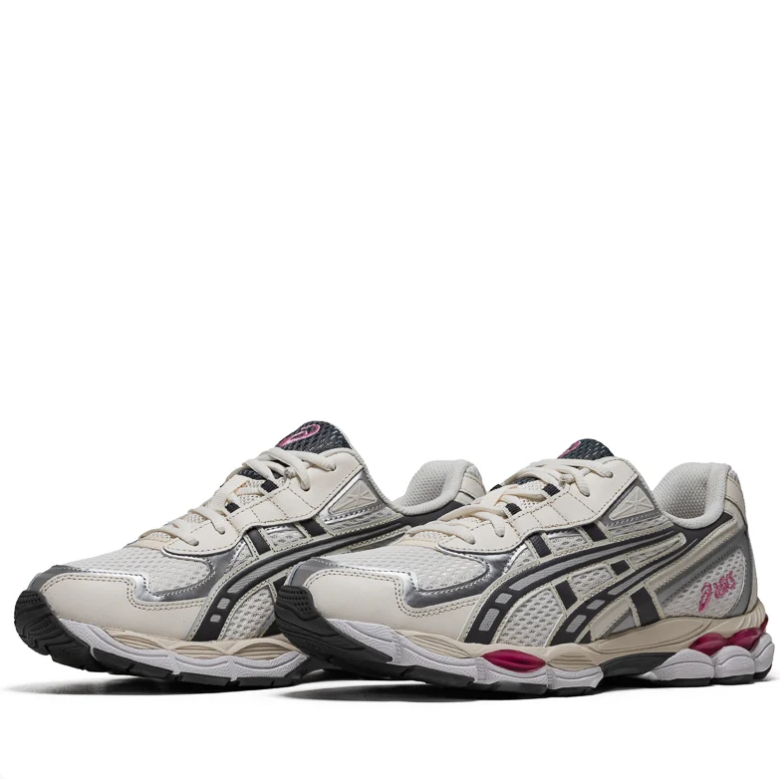 ASICS Low-Top Sneakers - Cream & Silver with Pink Accents