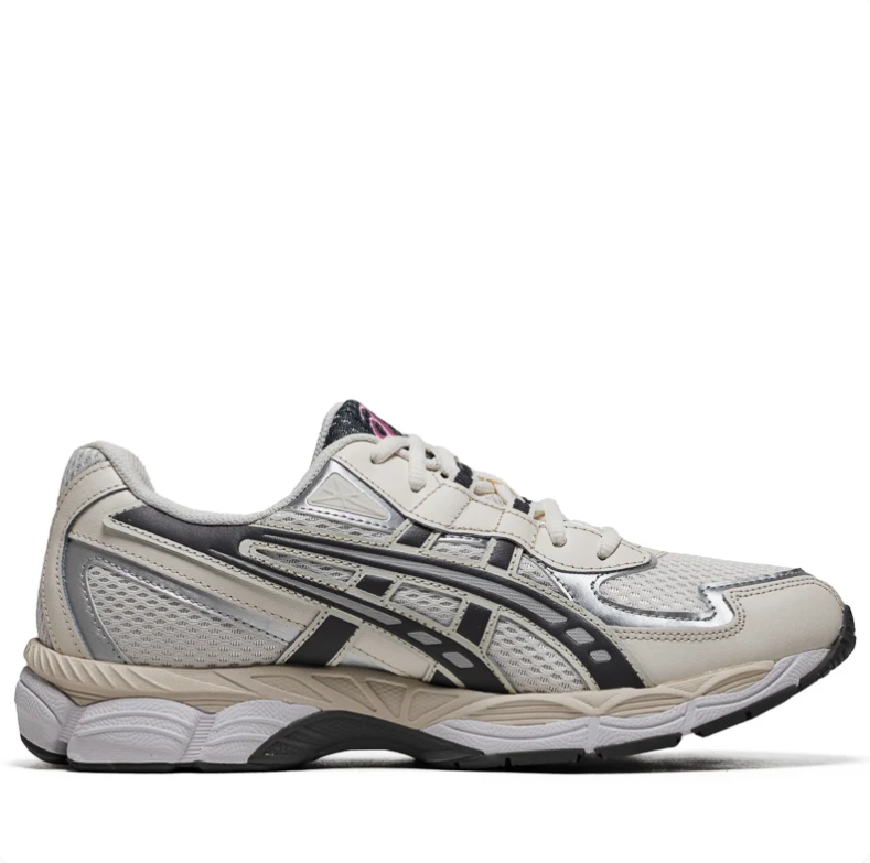ASICS Low-Top Sneakers - Cream & Silver with Pink Accents