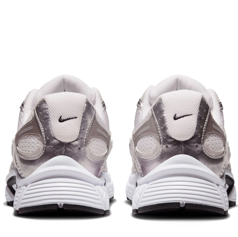 Nike Low-Top Sneakers - White & Metallic Silver with Black Swoosh