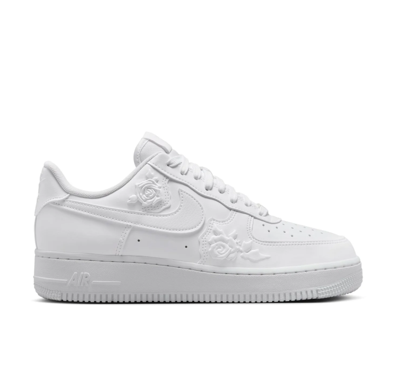 Nike Low-Top Sneakers - All White with Raised Rose Details