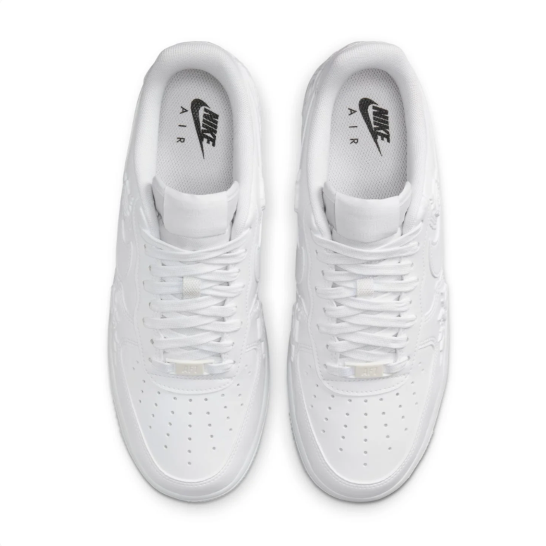 Nike Low-Top Sneakers - All White with Raised Rose Details