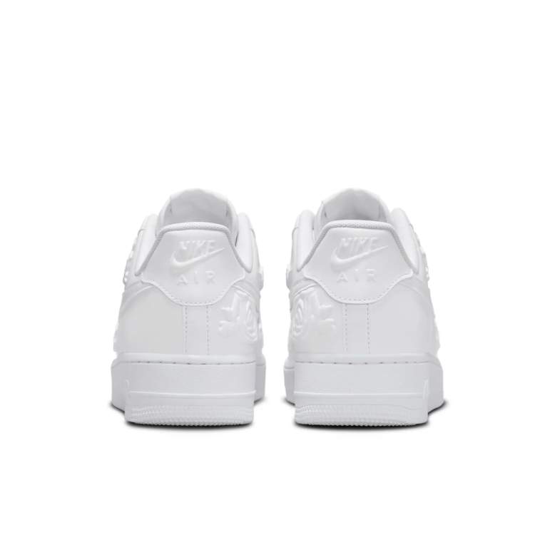 Nike Low-Top Sneakers - All White with Raised Rose Details