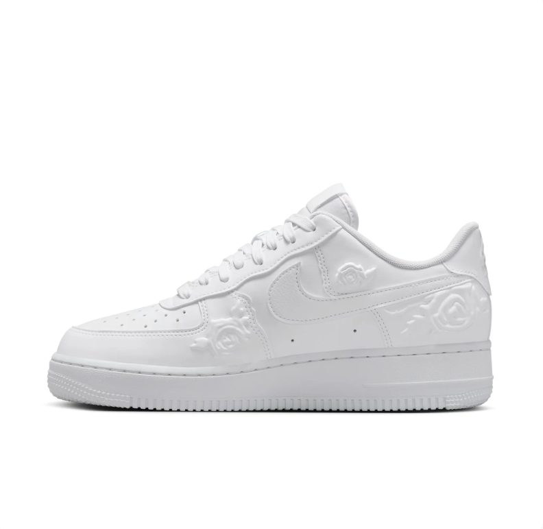 Nike Low-Top Sneakers - All White with Raised Rose Details