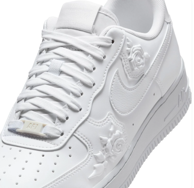 Nike Low-Top Sneakers - All White with Raised Rose Details