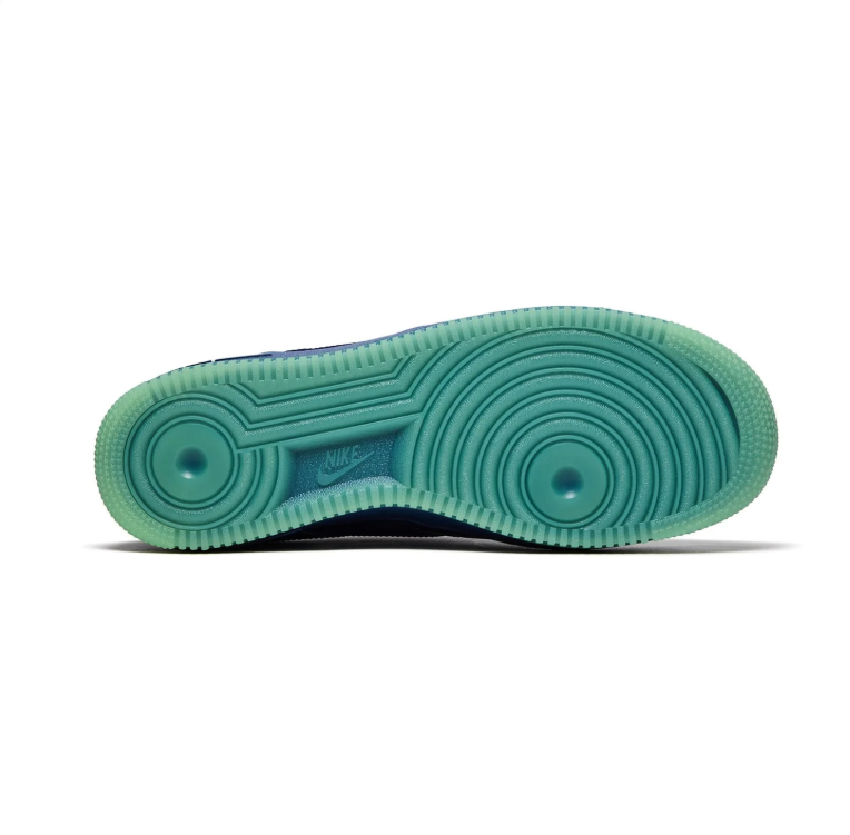 Nike Low-Top Sneakers - Glossy Blue with Purple Swoosh & Green Sole