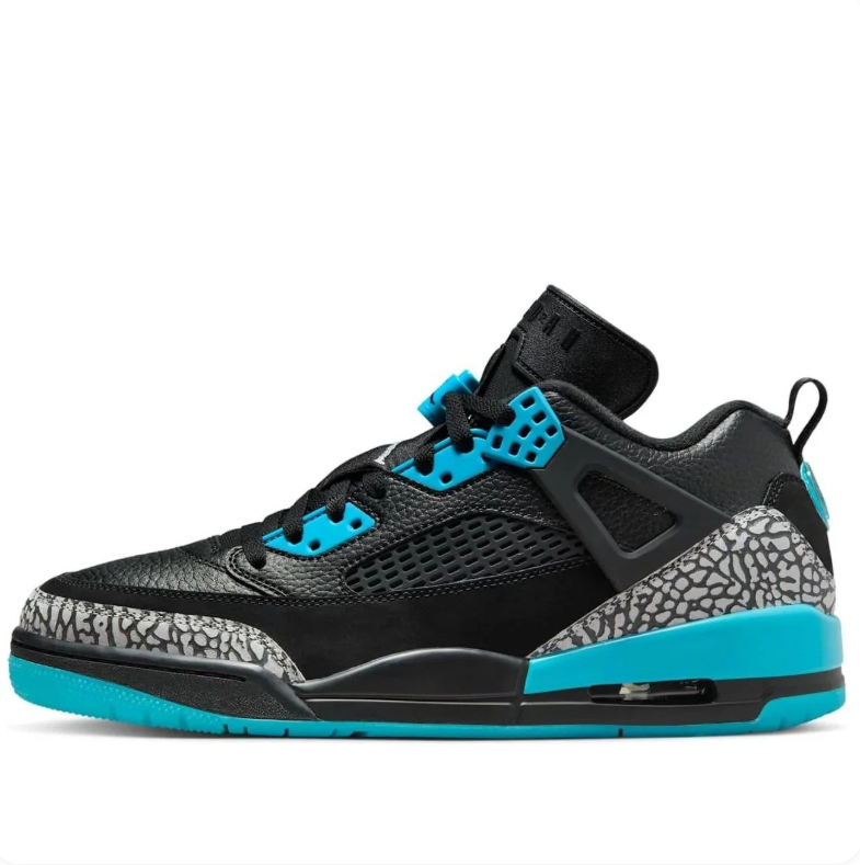 Air Jordan Sneakers - Black & Turquoise with Elephant-Print Trim