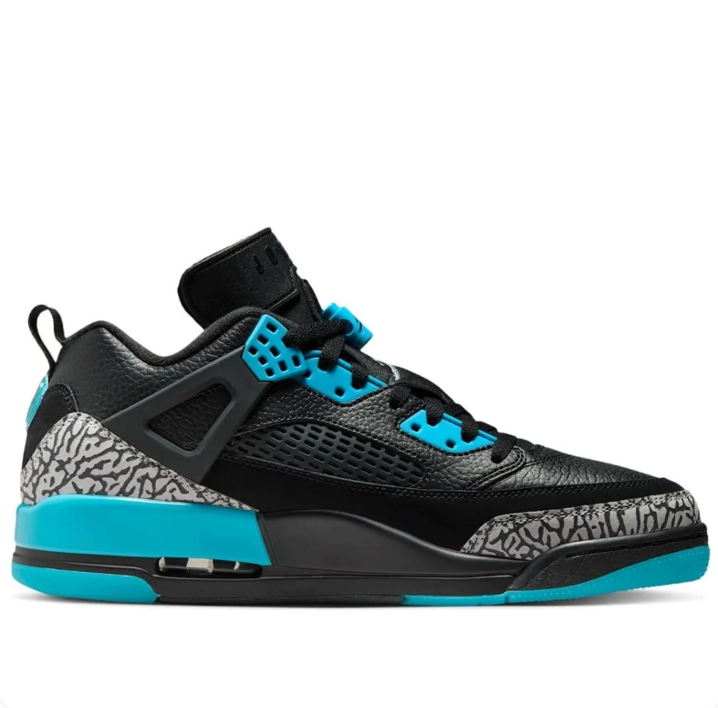 Air Jordan Sneakers - Black & Turquoise with Elephant-Print Trim