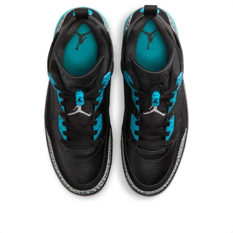 Air Jordan Sneakers - Black & Turquoise with Elephant-Print Trim