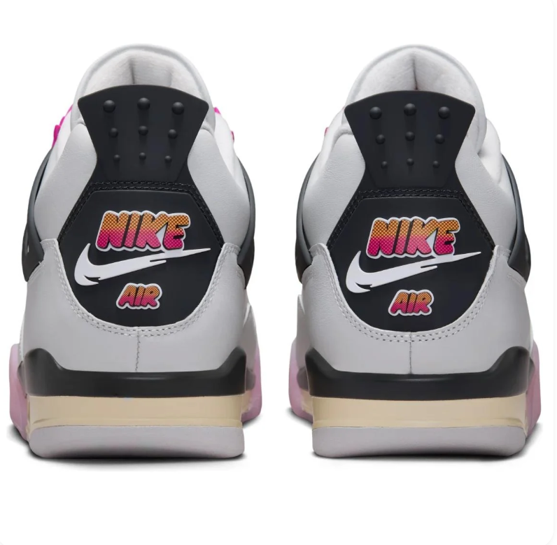 Air Jordan Sneakers - Light Gray with Pink & Yellow Gradient Details