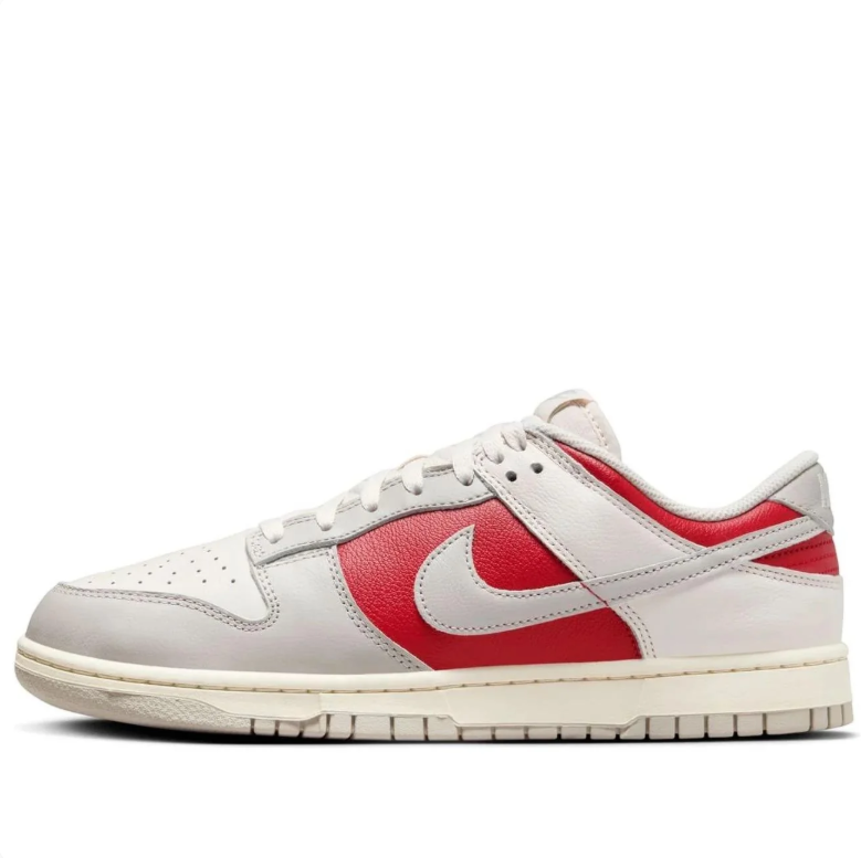 Nike Low-Top Sneakers - Light Gray & White with Red Panels