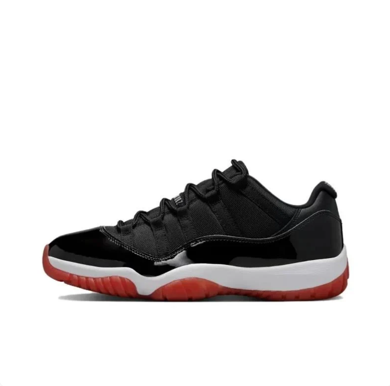 Air Jordan Low-Top Sneakers - Glossy Black, White & Red