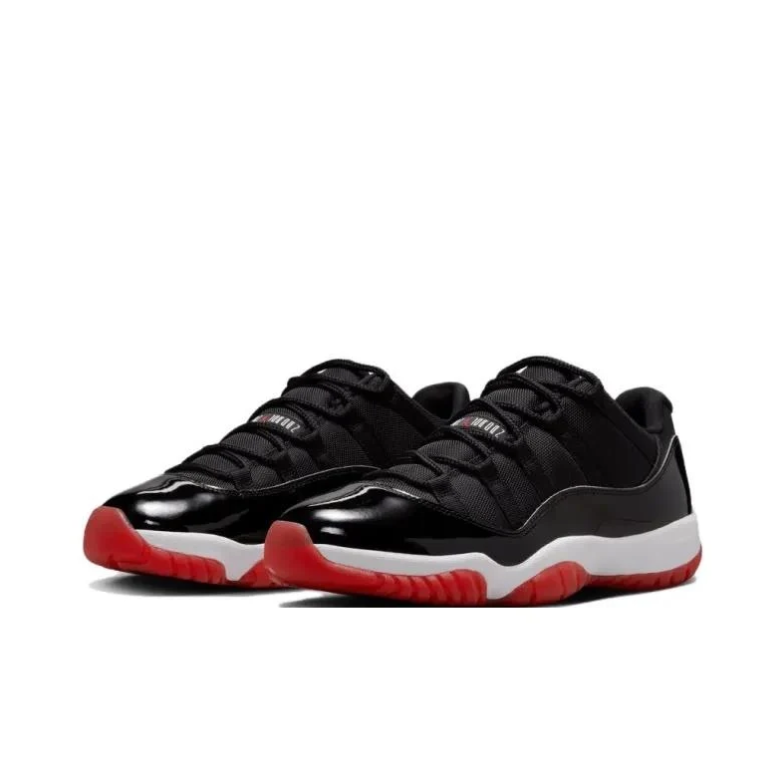 Air Jordan Low-Top Sneakers - Glossy Black, White & Red