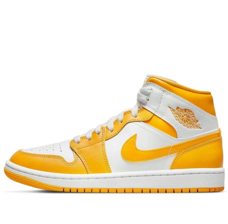 Air Jordan Mid-Top Sneakers - Golden Yellow & White