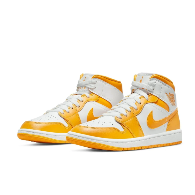 Air Jordan Mid-Top Sneakers - Golden Yellow & White