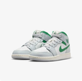 Air Jordan Mid-Top Sneakers - White & Light Gray with Green Accents