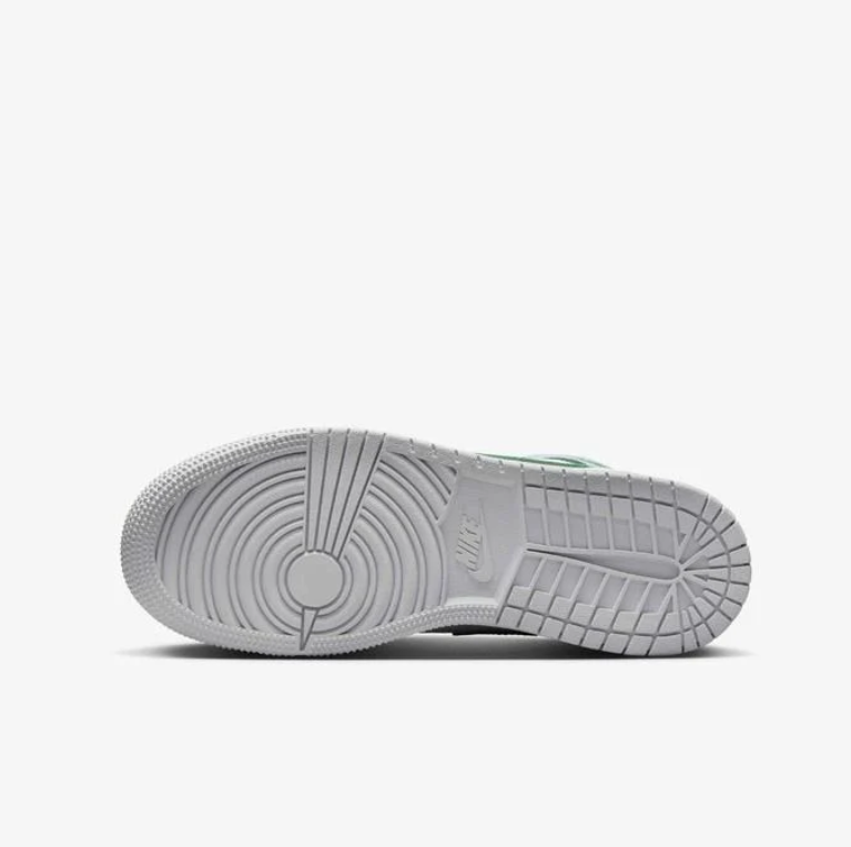 Air Jordan Mid-Top Sneakers - White & Light Gray with Green Accents