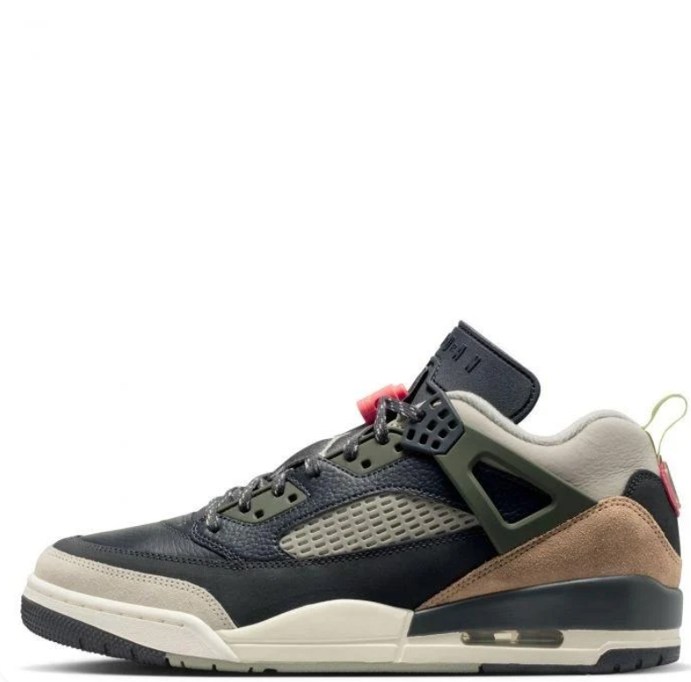 Air Jordan Sneakers - Black, Olive & Tan with Coral Accents