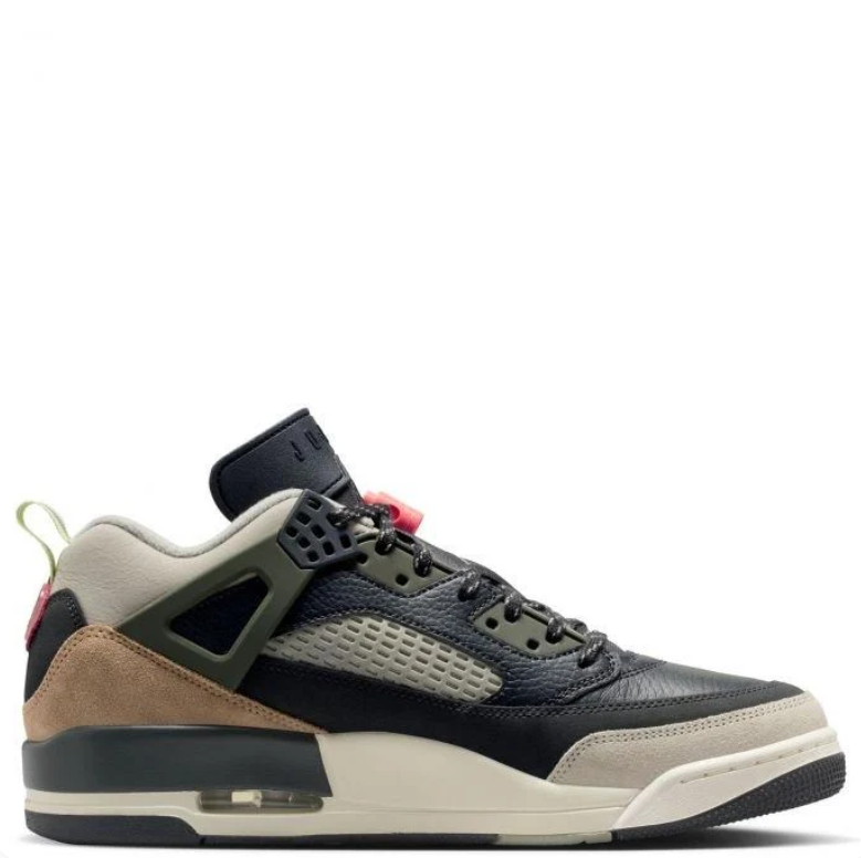 Air Jordan Sneakers - Black, Olive & Tan with Coral Accents