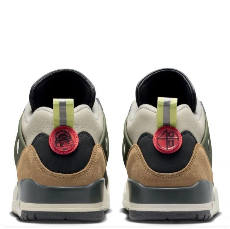 Air Jordan Sneakers - Black, Olive & Tan with Coral Accents