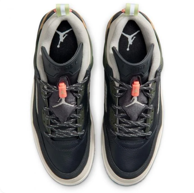 Air Jordan Sneakers - Black, Olive & Tan with Coral Accents