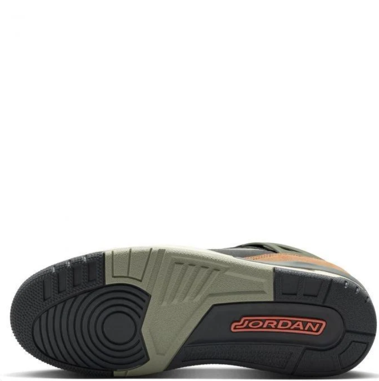 Air Jordan Sneakers - Black, Olive & Tan with Coral Accents