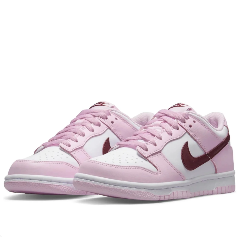 Nike Low-Top Sneakers - Pink & White with Burgundy Swoosh