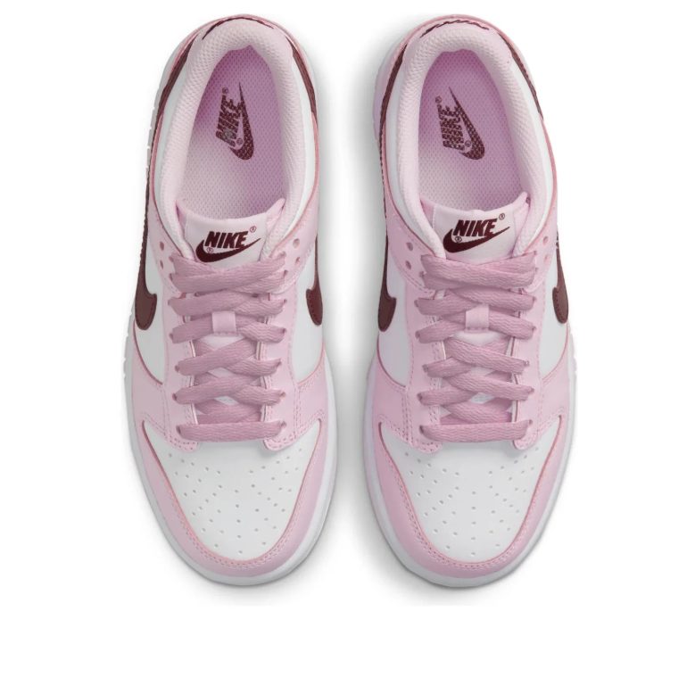 Nike Low-Top Sneakers - Pink & White with Burgundy Swoosh
