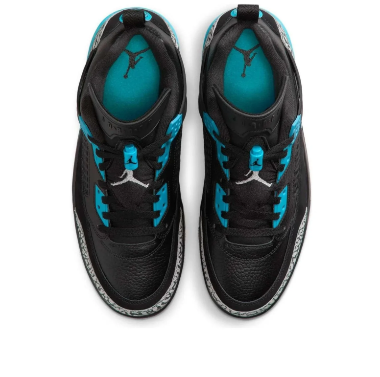 Air Jordan Sneakers - Black & Turquoise with Elephant-Print Details