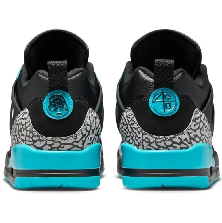 Air Jordan Sneakers - Black & Turquoise with Elephant-Print Details