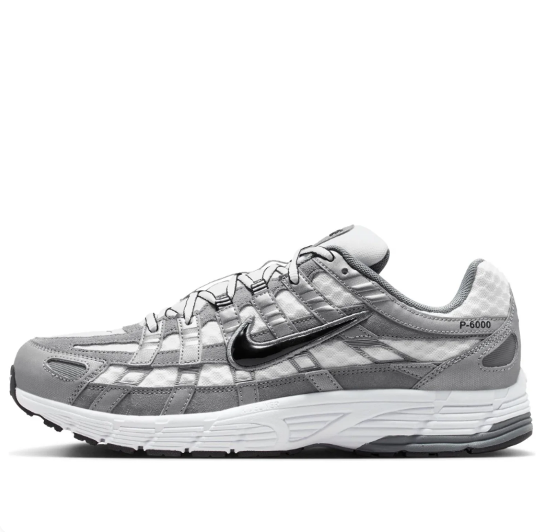 Nike P-6000 Sneakers - Gray & White with Black Swoosh