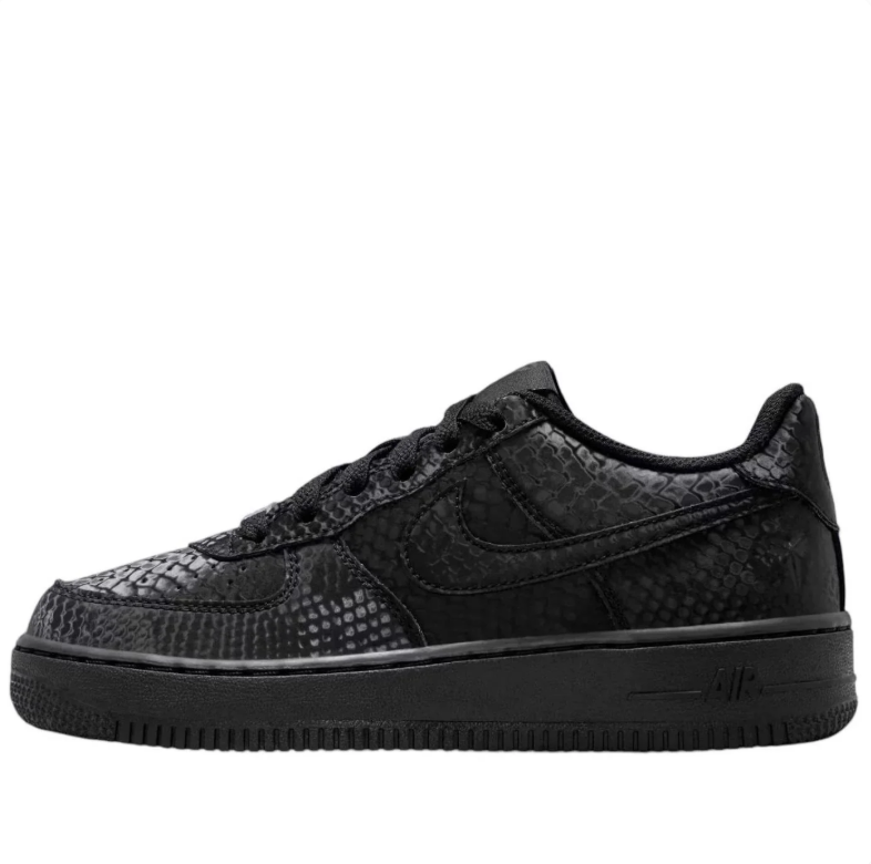 Nike Low-Top Sneakers - Black Snakeskin-Pattern with 8 & 24 Heel Details