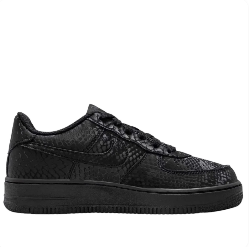 Nike Low-Top Sneakers - Black Snakeskin-Pattern with 8 & 24 Heel Details