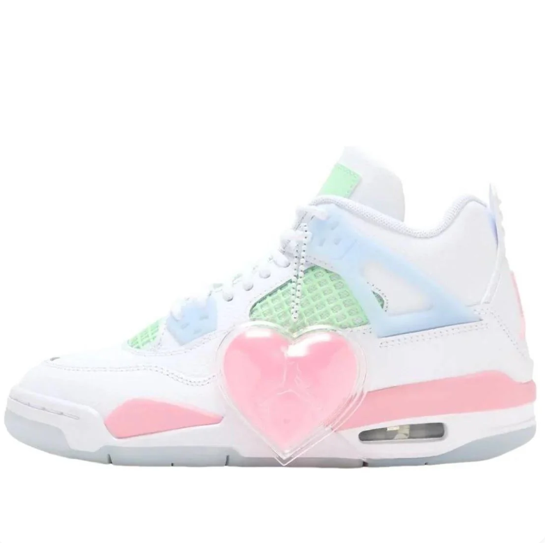 Air Jordan Sneakers - White with Pastel Pink, Mint & Blue Accents