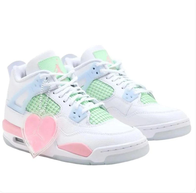 Air Jordan Sneakers - White with Pastel Pink, Mint & Blue Accents