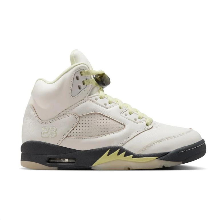 Air Jordan High-Top Sneakers - Cream & Black with Pale Yellow Accents