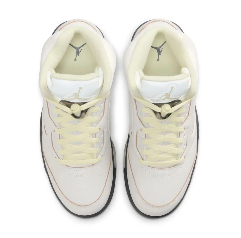 Air Jordan High-Top Sneakers - Cream & Black with Pale Yellow Accents