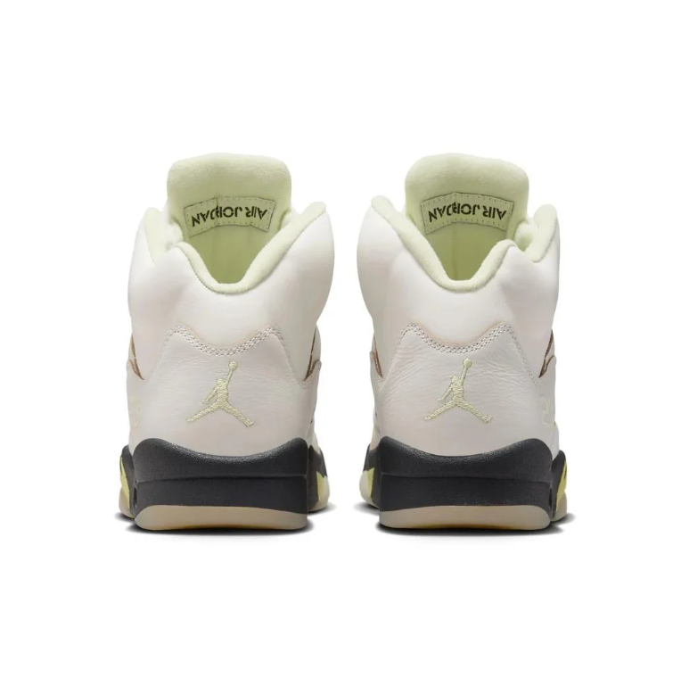 Air Jordan High-Top Sneakers - Cream & Black with Pale Yellow Accents