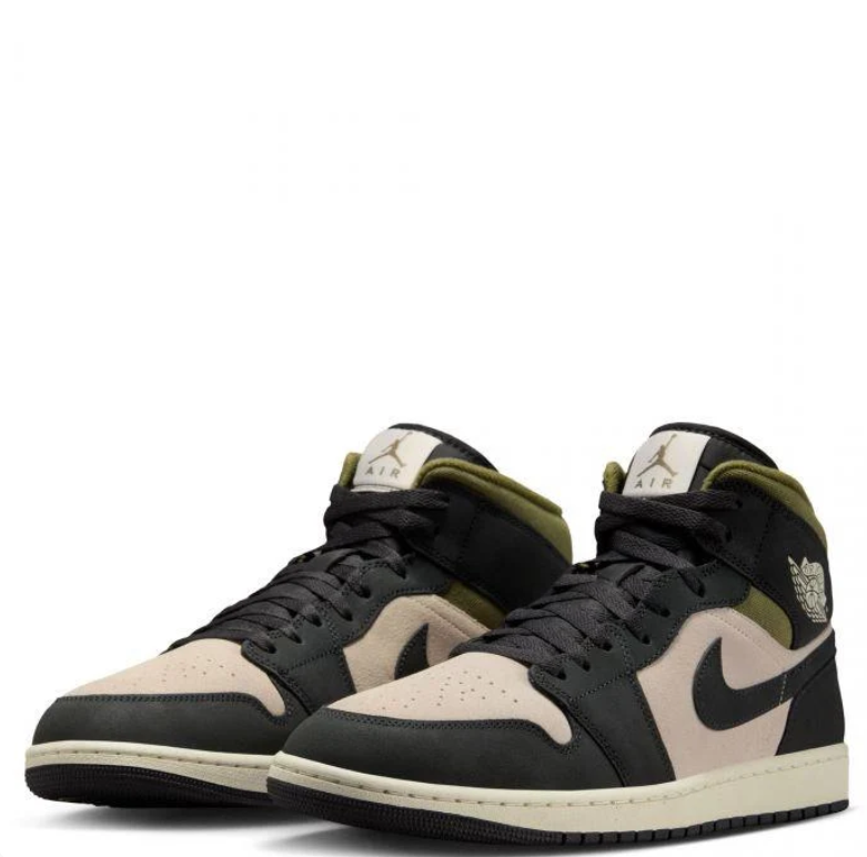 Air Jordan Mid-Top Sneakers - Black, Beige & Olive