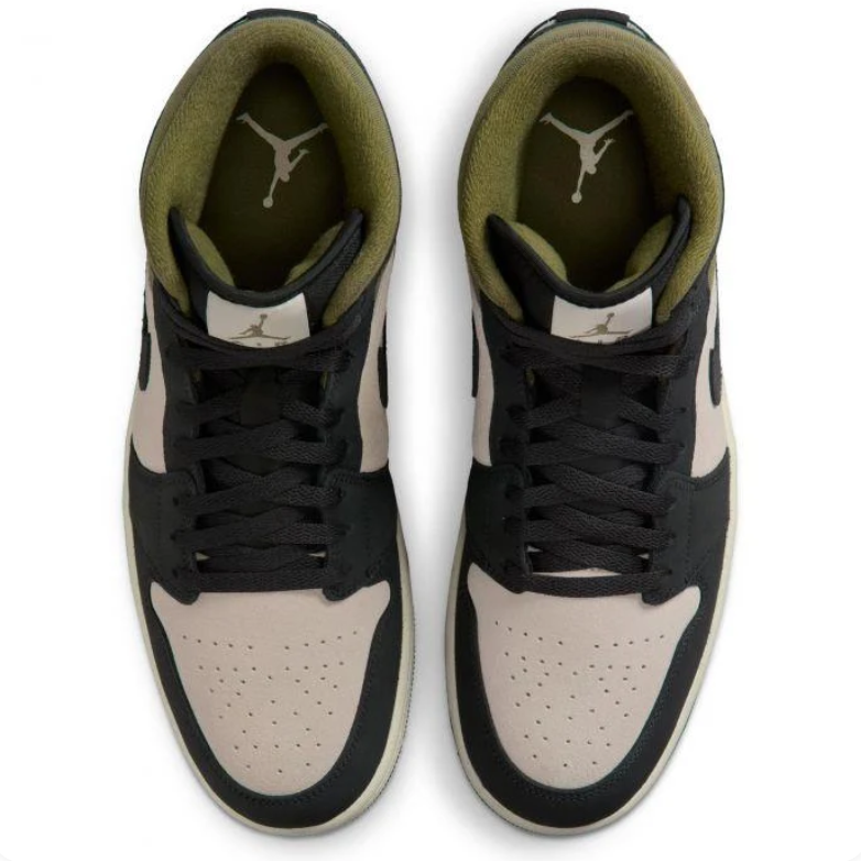 Air Jordan Mid-Top Sneakers - Black, Beige & Olive