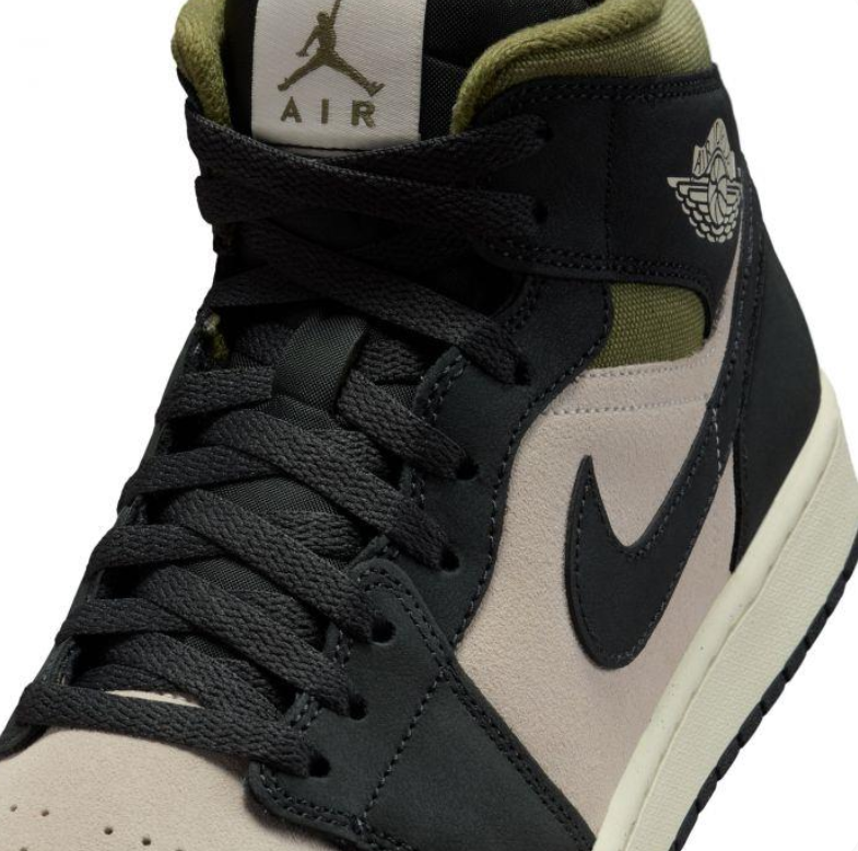 Air Jordan Mid-Top Sneakers - Black, Beige & Olive